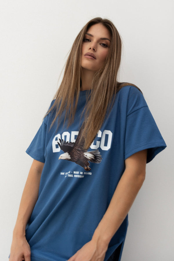 T-SHIRT FREEDOM NIEBIESKI