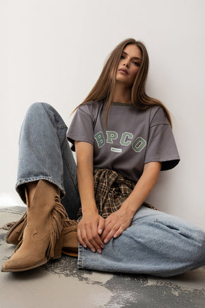 T-SHIRT BPCO SZARY Z KHAKI LAMÓWKĄ