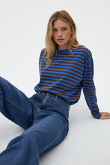 LONGSLEEVE OVERSIZE W PASKI CHABROWO-BRĄZOWE