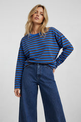 LONGSLEEVE OVERSIZE W PASKI CHABROWO-BRĄZOWE