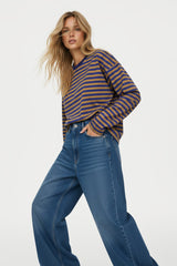 LONGSLEEVE OVERSIZE W PASKI CHABROWO-MIODOWE