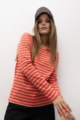 LONGSLEEVE W PASKI KARMELOWO-MALINOWE