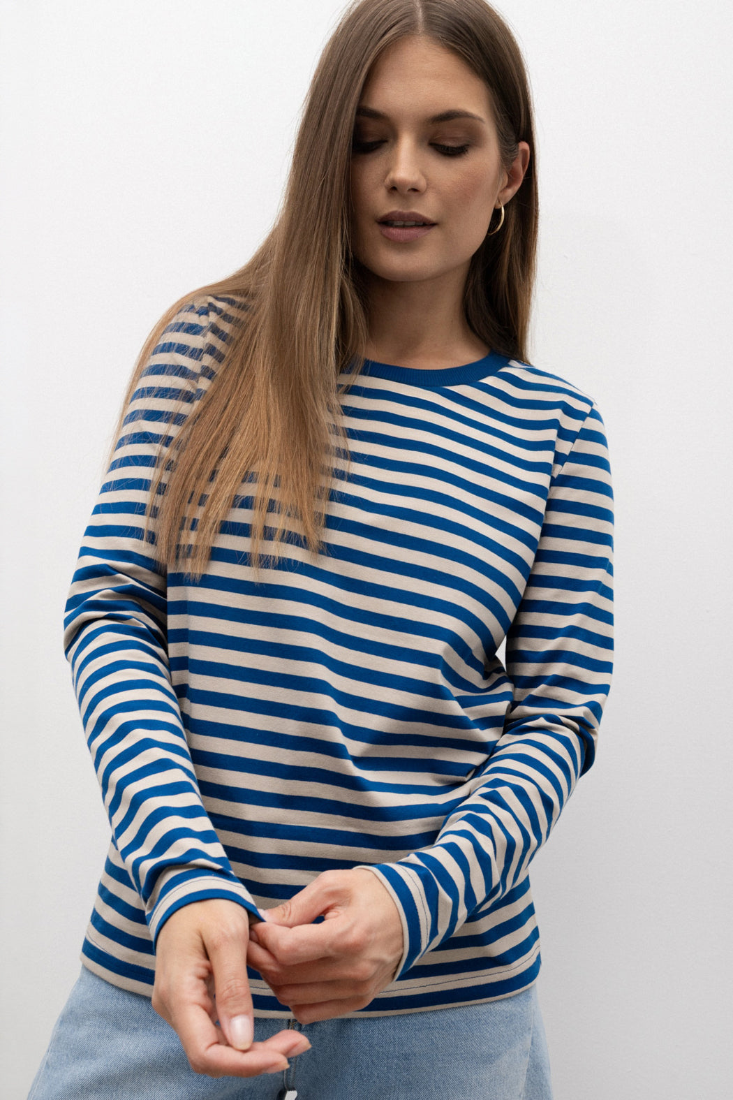 LONGSLEEVE W PASKI MORSKO-BEŻOWE