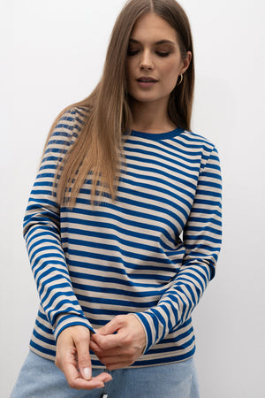 LONGSLEEVE W PASKI MORSKO-BEŻOWE