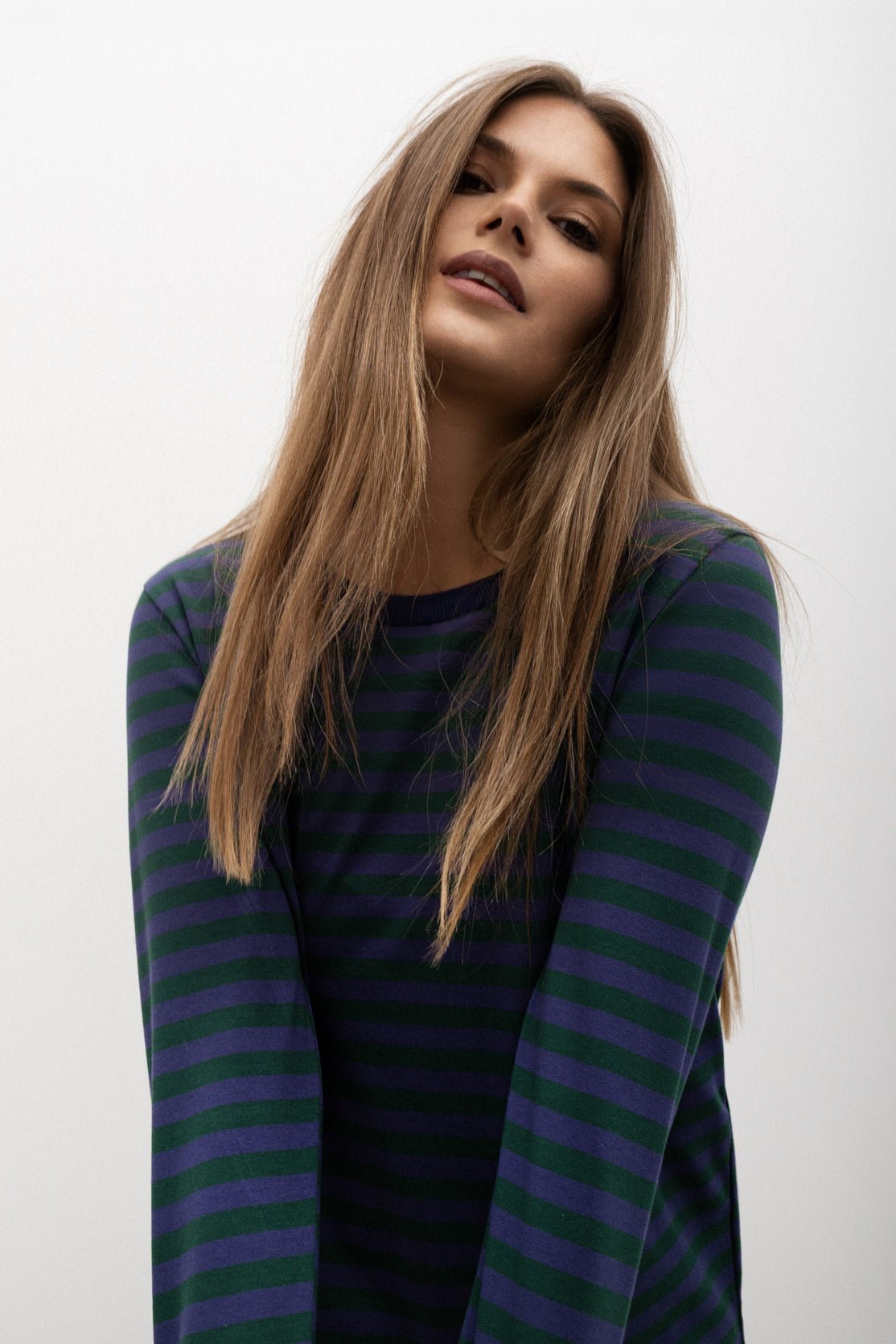 LONGSLEEVE W PASKI FIOLETOWO-ZIELONE