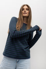 LONGSLEEVE W PASKI FIOLETOWO-ZIELONE