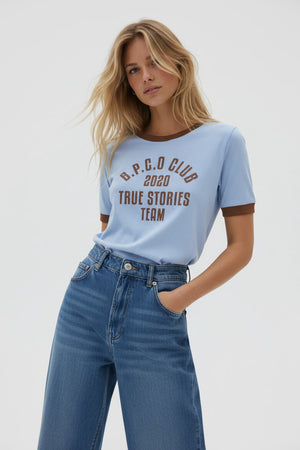 T-SHIRT B.P.C.O CLUB BŁĘKITNY Z LAMÓWKĄ