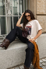 T-SHIRT PEACE BEŻOWY