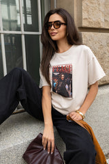T-SHIRT PEACE BEŻOWY