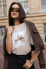 T-SHIRT ROCKY BEŻOWY