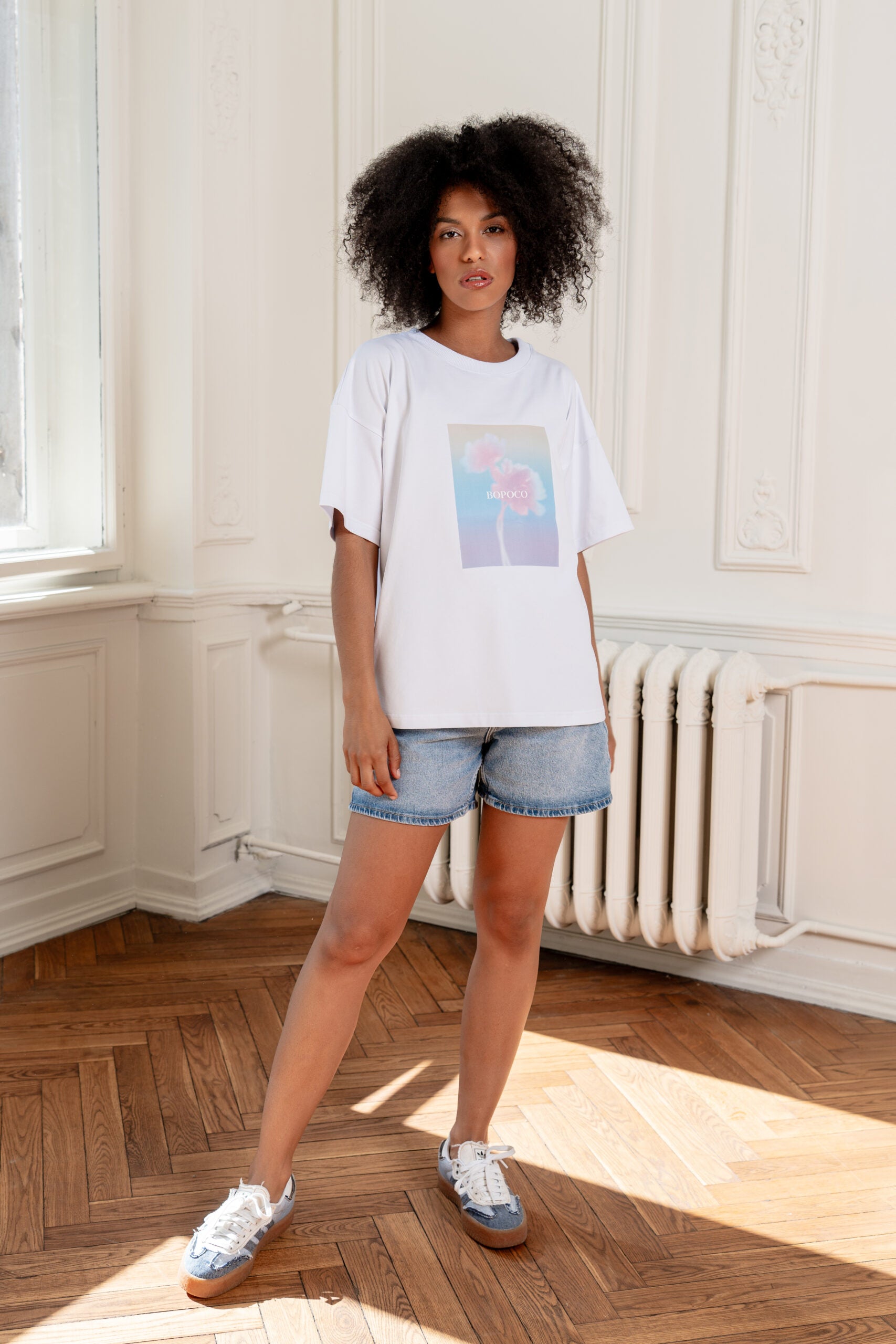 T-SHIRT PASTEL FLOWER BIAŁY image 1
