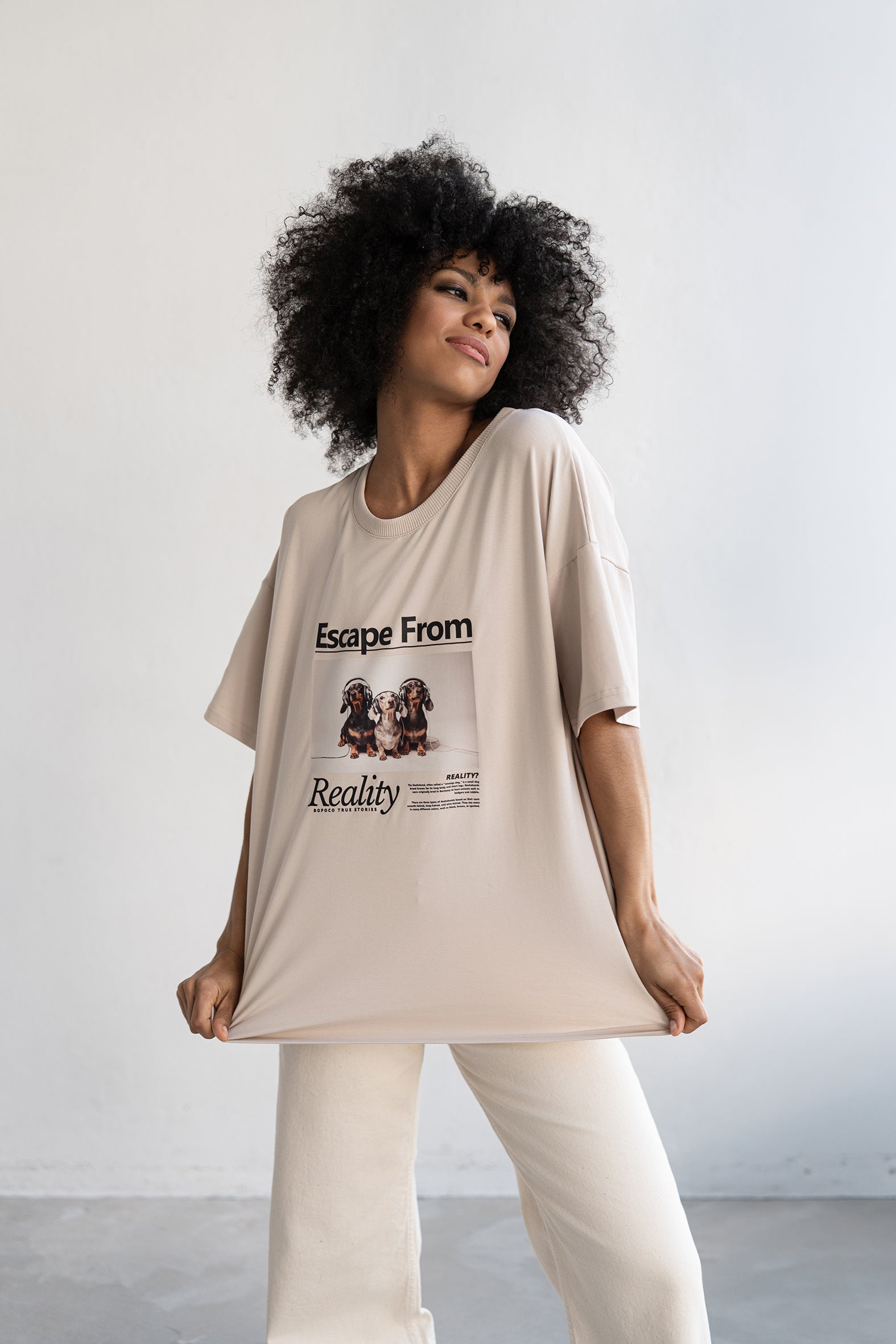 T-SHIRT ESCAPE BEŻOWY image 2