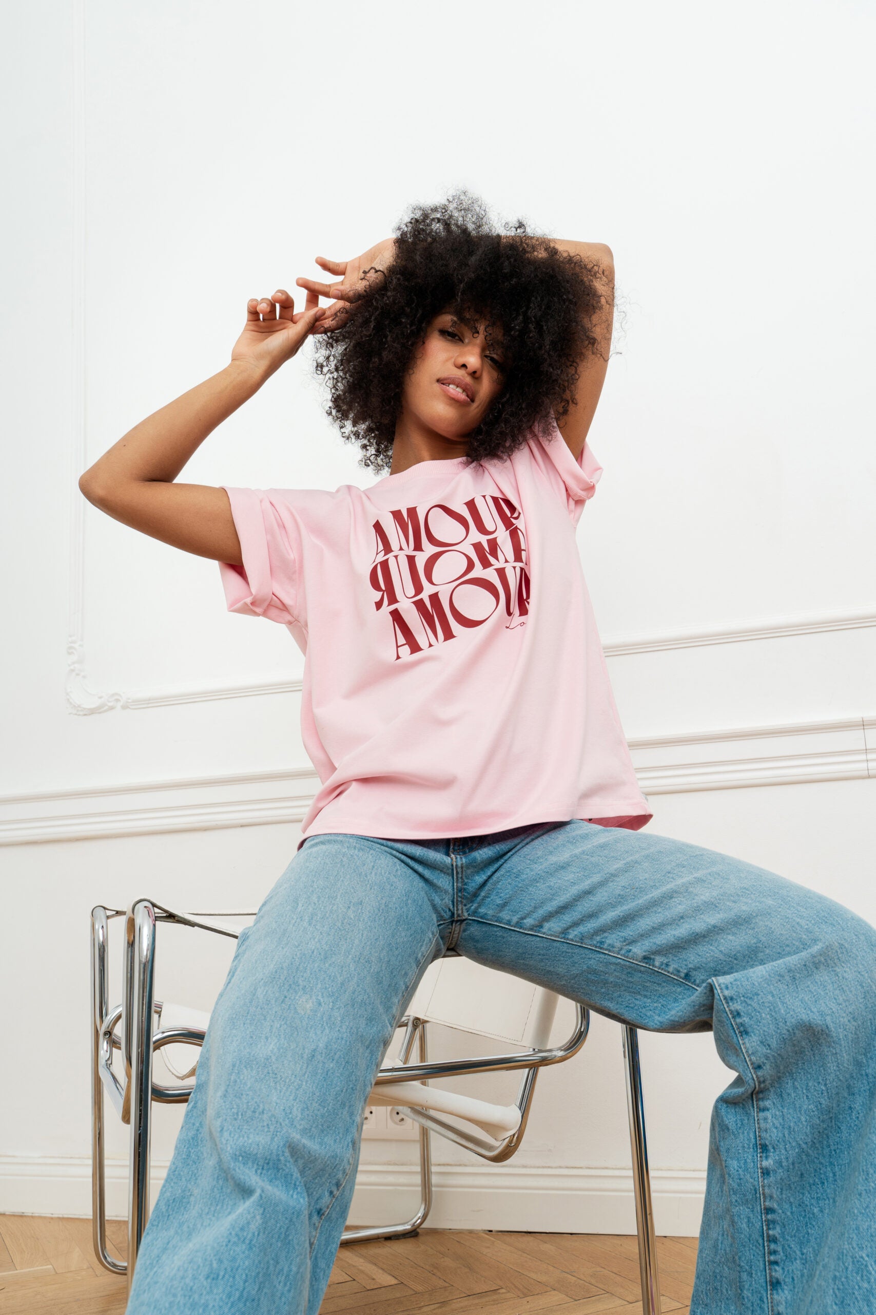 T-SHIRT AMOUR RÓŻOWY image 2