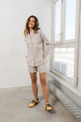 KOSZULA W PASKI BEŻOWA