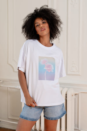 T-SHIRT PASTEL FLOWER BIAŁY image 0