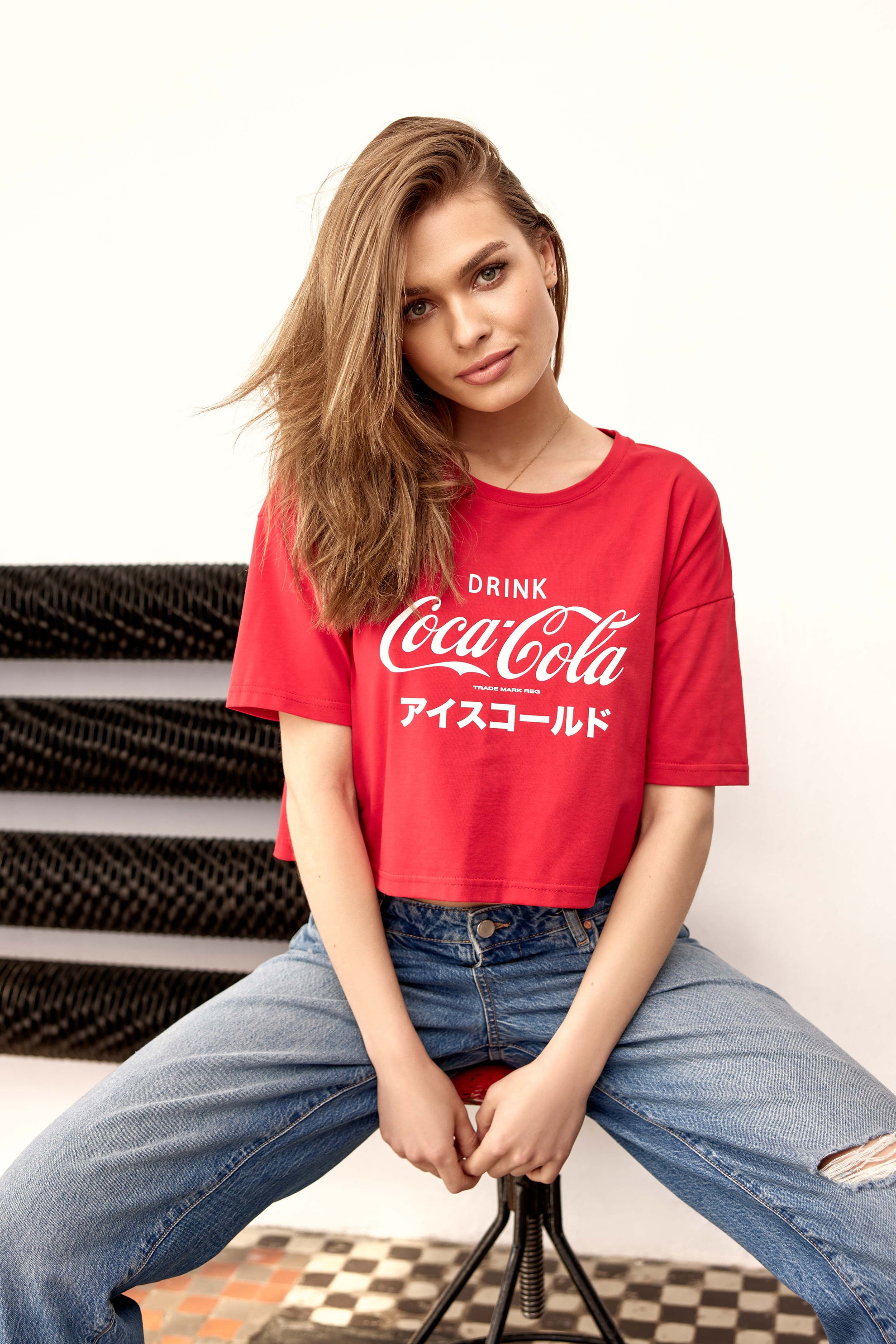 CROP TOP CZERWONY BOPOCO x COCA COLA