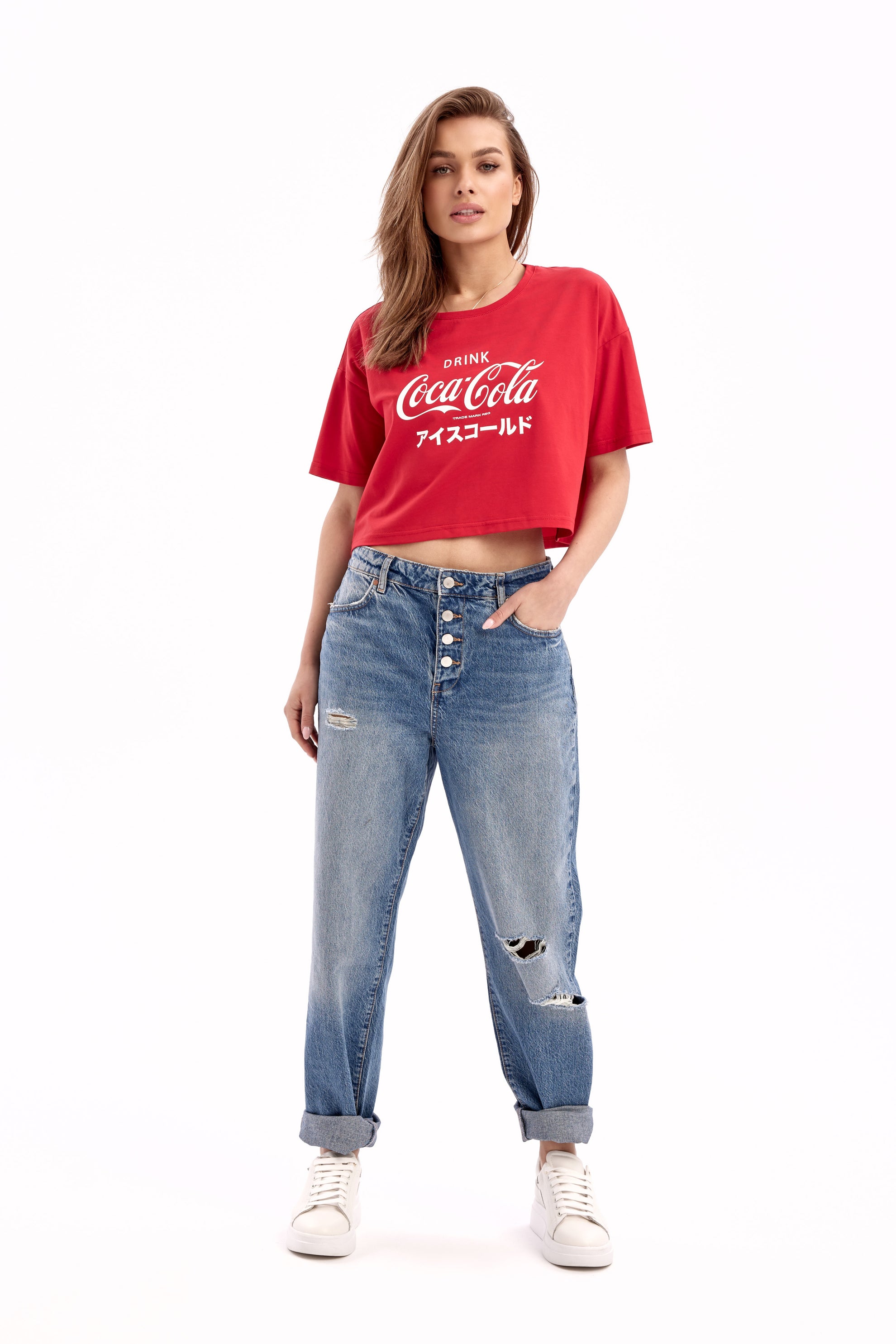 CROP TOP CZERWONY BOPOCO x COCA COLA