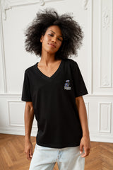 T-SHIRT V-NECK ALL THINGS CZARNY