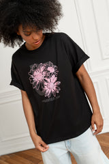 T-SHIRT FLORAL ESSENCE CZARNY