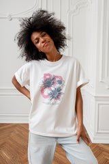 T-SHIRT FLORAL ESSENCE ŚMIETANKOWY