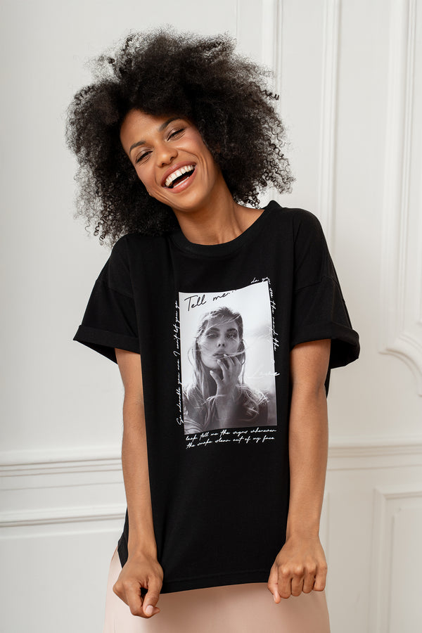 T-SHIRT TELL MY CZARNY
