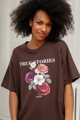 T-SHIRT IN FULL BLOOM BRĄZOWY