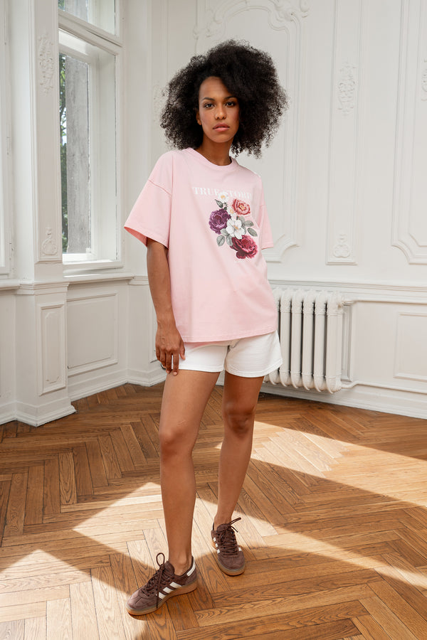 T-SHIRT IN FULL BLOOM RÓŻOWY