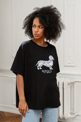 T-SHIRT CZARNY JAMNIK BIAŁY