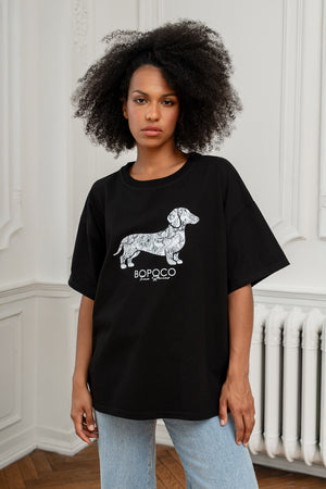 T-SHIRT CZARNY JAMNIK BIAŁY