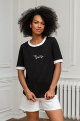 T-SHIRT CZARNY JAMNIK BOPOCO Z LAMÓWKĄ