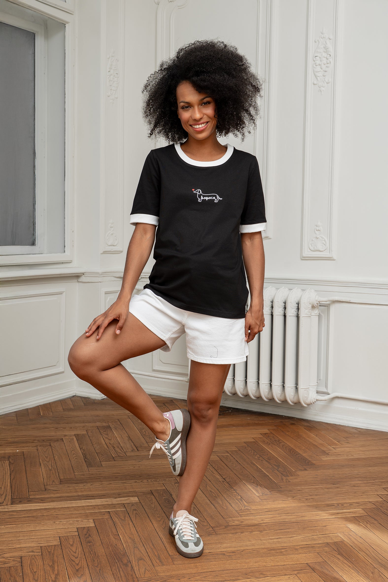 T-SHIRT CZARNY JAMNIK BOPOCO Z LAMÓWKĄ