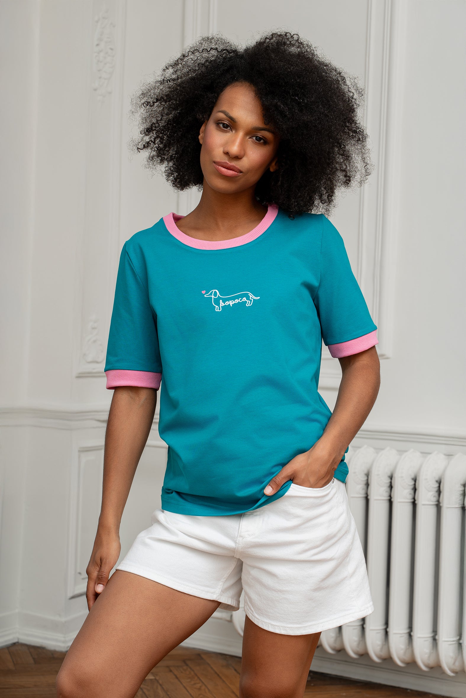 T-SHIRT PETROL JAMNIK BOPOCO Z LAMÓWKĄ