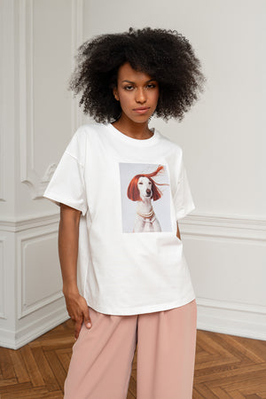 T-SHIRT PIES PERŁY ŚMIETANKOWY