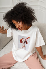 T-SHIRT PIES PERŁY ŚMIETANKOWY