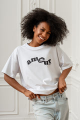 T-SHIRT AMOUR BOPOCO BIAŁY