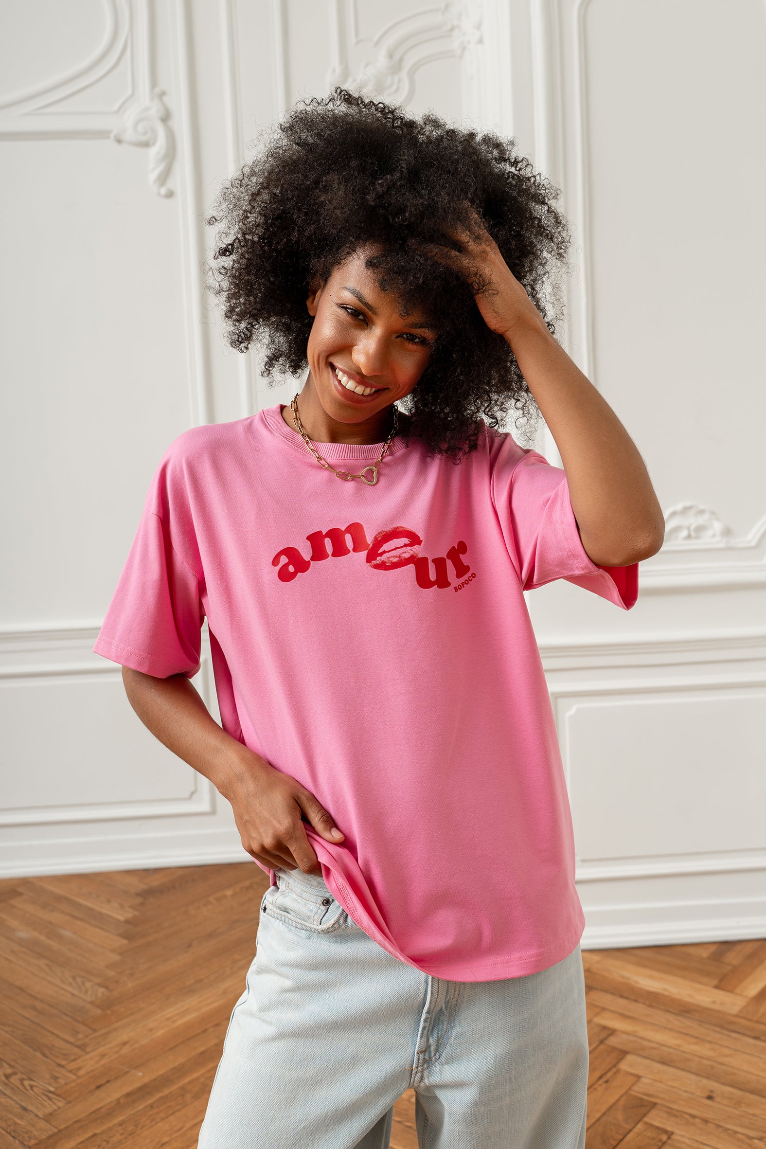 T-SHIRT AMOUR BOPOCO RÓŻOWY