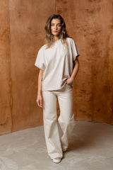 T-SHIRT BASIC BOPOCO OVERSIZE KIMONO BEŻOWY image 2