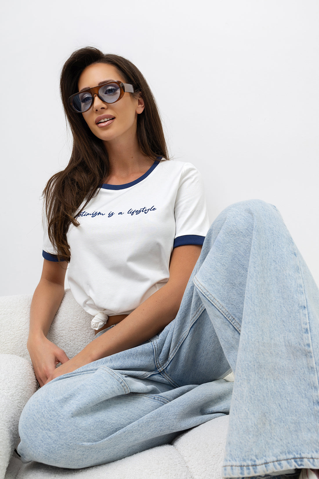 T-SHIRT Z LAMÓWKĄ GRANATOWĄ image 1