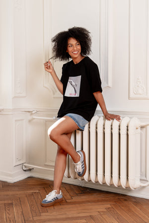 T-SHIRT NOT LAZY CZARNY image 0