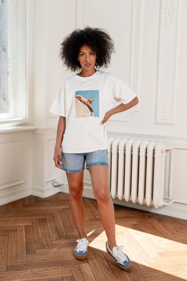 T-SHIRT NOT LAZY BIAŁY image 1