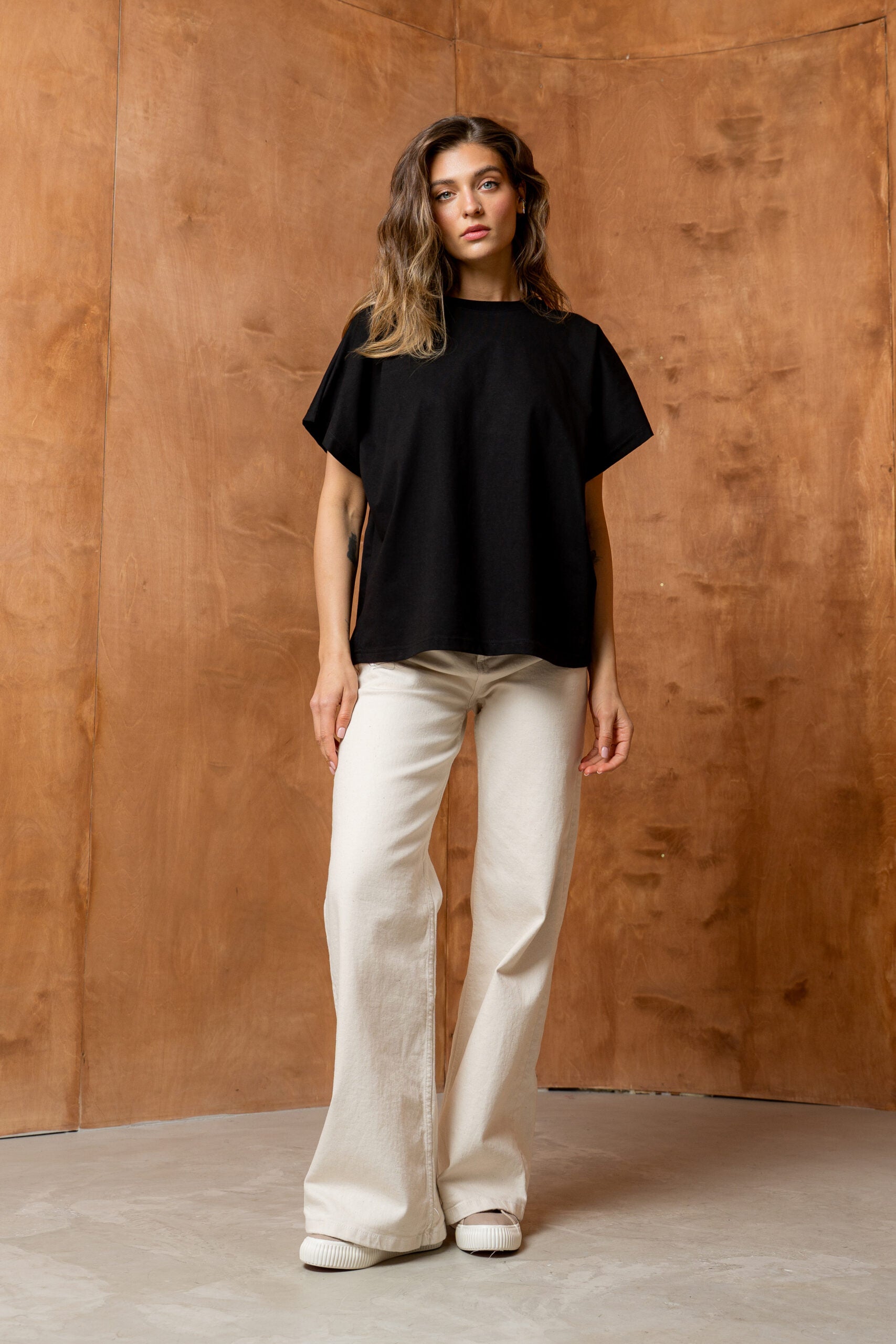 T-SHIRT BASIC BOPOCO OVERSIZE KIMONO CZARNY image 1