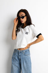 T-SHIRT BIAŁY AMORE Z LAMÓWKĄ image 0