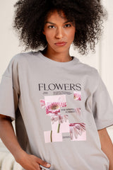 T-SHIRT GARDEN FLOWER SZARY image 2