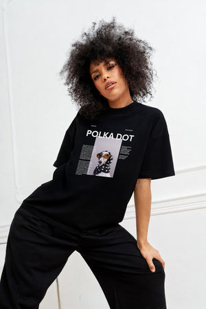 T-SHIRT POLKA DOT CZARNY image 0
