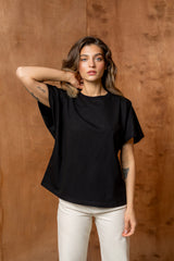 T-SHIRT BASIC BOPOCO OVERSIZE KIMONO CZARNY image 2