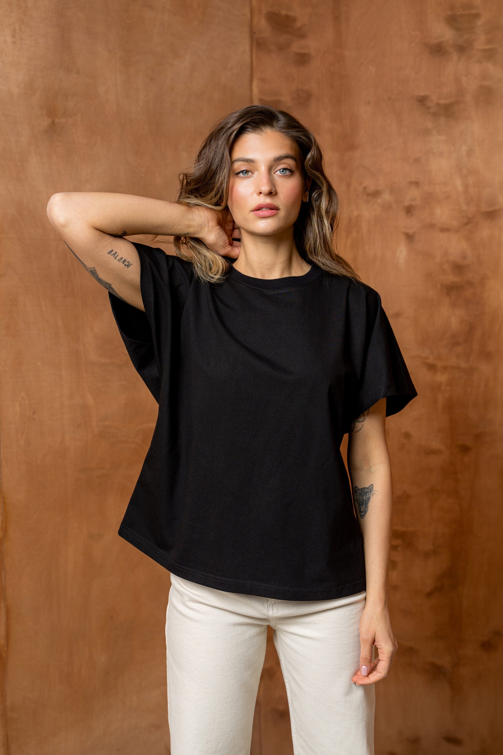 T-SHIRT BASIC BOPOCO OVERSIZE KIMONO CZARNY image 2