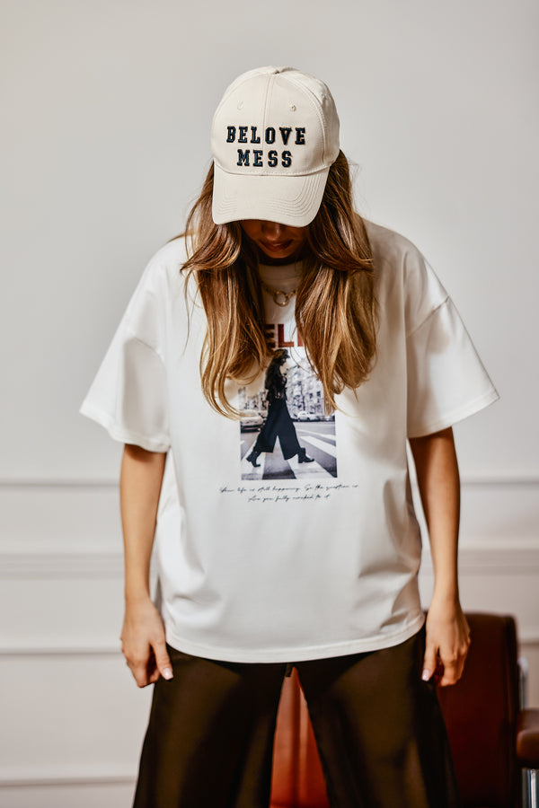 T-SHIRT FEELING ŚMIETANA image 1