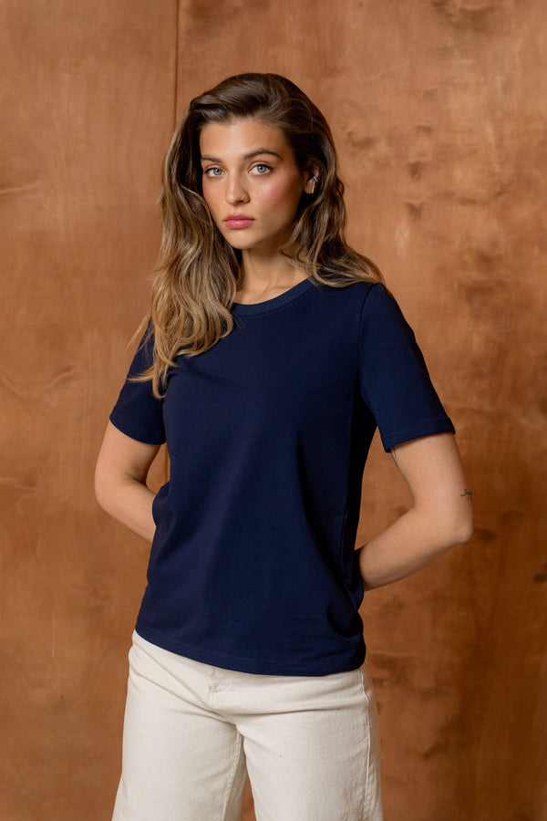 T-SHIRT BASIC BOPOCO NORMAL GRANATOWY image 0
