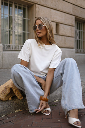 T-SHIRT BASIC BOPOCO Z PODUSZKAMI BIAŁY