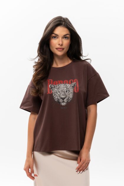 T-SHIRT BOPOCO GEPARD BRĄZOWY
